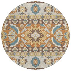 Machine Washable Indoor/Outdoor Chantille ACN2583 Brown 8' x 8' Round Rug