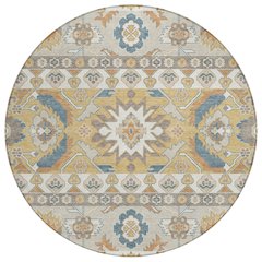 Machine Washable Indoor/Outdoor Chantille ACN2583 Ivory 8' x 8' Round Rug