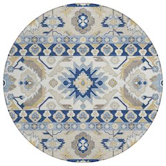 Machine Washable Indoor/Outdoor Chantille ACN2583 Blue 8' x 8' Round Rug