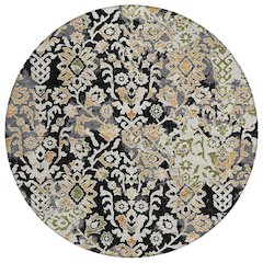 Machine Washable Indoor/Outdoor Chantille ACN2584 Black 8' x 8' Round Rug