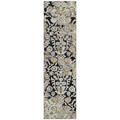 Machine Washable Indoor/Outdoor Chantille ACN2584 Black 2'3" x 7'6" Runner Rug