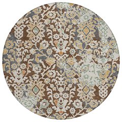 Machine Washable Indoor/Outdoor Chantille ACN2584 Brown 8' x 8' Round Rug
