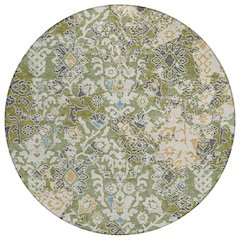 Machine Washable Indoor/Outdoor Chantille ACN2584 Green 8' x 8' Round Rug