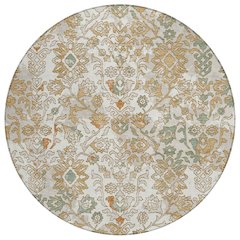 Machine Washable Indoor/Outdoor Chantille ACN2584 Ivory 8' x 8' Round Rug