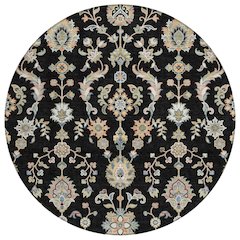 Machine Washable Indoor/Outdoor Chantille ACN2585 Black 8' x 8' Round Rug