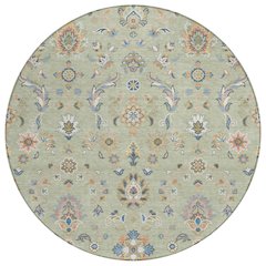 Machine Washable Indoor/Outdoor Chantille ACN2585 Green 8' x 8' Round Rug