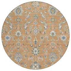 Machine Washable Indoor/Outdoor Chantille ACN2585 Orange 8' x 8' Round Rug