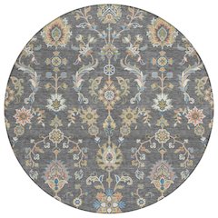 Machine Washable Indoor/Outdoor Chantille ACN2585 Gray 8' x 8' Round Rug