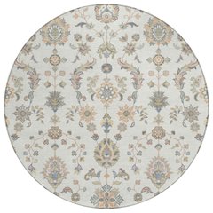 Machine Washable Indoor/Outdoor Chantille ACN2585 Ivory 8' x 8' Round Rug
