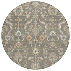 Machine Washable Indoor/Outdoor Chantille ACN2585 Brown 8' x 8' Round Rug
