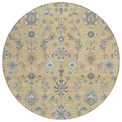 Machine Washable Indoor/Outdoor Chantille ACN2585 Gold 8' x 8' Round Rug