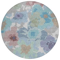 Machine Washable Indoor/Outdoor Chantille ACN2586 Gray 8' x 8' Round Rug