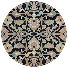 Machine Washable Indoor/Outdoor Chantille ACN2587 Black 8' x 8' Round Rug