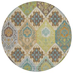 Machine Washable Indoor/Outdoor Chantille ACN2588 Brown 8' x 8' Round Rug