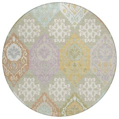 Machine Washable Indoor/Outdoor Chantille ACN2588 Green 8' x 8' Round Rug