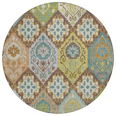 Machine Washable Indoor/Outdoor Chantille ACN2588 Brown 8' x 8' Round Rug