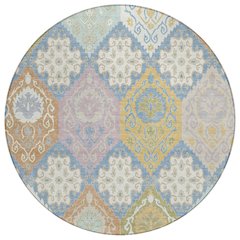 Machine Washable Indoor/Outdoor Chantille ACN2588 Blue 8' x 8' Round Rug