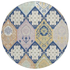 Machine Washable Indoor/Outdoor Chantille ACN2588 Blue 8' x 8' Round Rug
