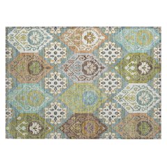 Machine Washable Indoor/Outdoor Chantille ACN2588 Teal 1'8" x 2'6" Rug