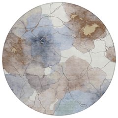 Machine Washable Indoor/Outdoor Chantille ACN2589 Brown 8' x 8' Round Rug