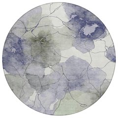 Machine Washable Indoor/Outdoor Chantille ACN2589 Purple 8' x 8' Round Rug