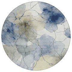 Machine Washable Indoor/Outdoor Chantille ACN2589 Blue 8' x 8' Round Rug
