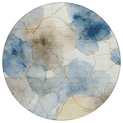 Machine Washable Indoor/Outdoor Chantille ACN2589 Blue 8' x 8' Round Rug