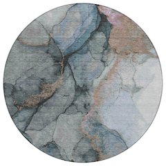 Machine Washable Indoor/Outdoor Chantille ACN2590 Blue 8' x 8' Round Rug