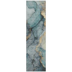 Machine Washable Indoor/Outdoor Chantille ACN2590 Teal 2'3" x 7'6" Runner Rug