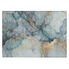 Machine Washable Indoor/Outdoor Chantille ACN2590 Teal 1'8" x 2'6" Rug