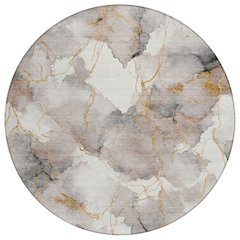 Machine Washable Indoor/Outdoor Chantille ACN2591 Brown 8' x 8' Round Rug