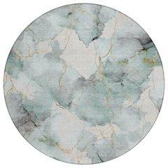 Machine Washable Indoor/Outdoor Chantille ACN2591 Blue 8' x 8' Round Rug