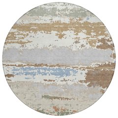 Machine Washable Indoor/Outdoor Chantille ACN2592 Ivory 8' x 8' Round Rug