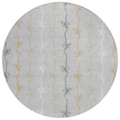 Machine Washable Indoor/Outdoor Chantille ACN2593 Gray 8' x 8' Round Rug