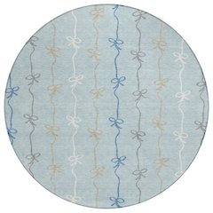 Machine Washable Indoor/Outdoor Chantille ACN2593 Blue 8' x 8' Round Rug