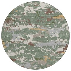 Machine Washable Indoor/Outdoor Chantille ACN2595 Green 8' x 8' Round Rug