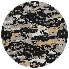 Machine Washable Indoor/Outdoor Chantille ACN2595 Black 8' x 8' Round Rug