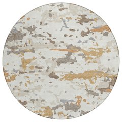 Machine Washable Indoor/Outdoor Chantille ACN2595 Ivory 8' x 8' Round Rug