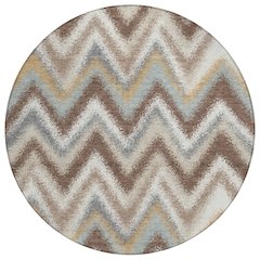 Machine Washable Indoor/Outdoor Chantille ACN2596 Brown 8' x 8' Round Rug
