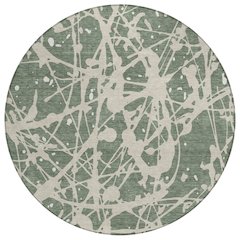 Machine Washable Indoor/Outdoor Chantille ACN2597 Green 8' x 8' Round Rug
