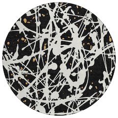 Machine Washable Indoor/Outdoor Chantille ACN2597 Black 8' x 8' Round Rug
