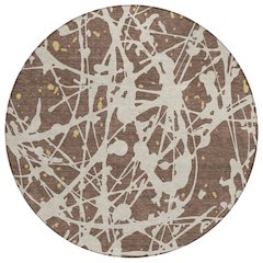 Machine Washable Indoor/Outdoor Chantille ACN2597 Brown 8' x 8' Round Rug