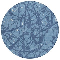 Machine Washable Indoor/Outdoor Chantille ACN2597 Blue 8' x 8' Round Rug