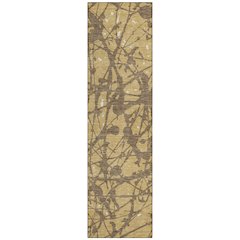 Machine Washable Indoor/Outdoor Chantille ACN2597 Gold 2'3" x 7'6" Runner Rug