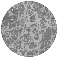 Machine Washable Indoor/Outdoor Chantille ACN2597 Gray 8' x 8' Round Rug
