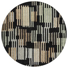 Machine Washable Indoor/Outdoor Chantille ACN2598 Black 8' x 8' Round Rug