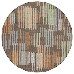Machine Washable Indoor/Outdoor Chantille ACN2598 Brown 8' x 8' Round Rug