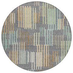 Machine Washable Indoor/Outdoor Chantille ACN2598 Gray 8' x 8' Round Rug