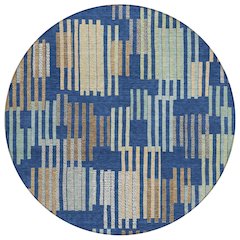 Machine Washable Indoor/Outdoor Chantille ACN2598 Blue 8' x 8' Round Rug