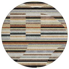Machine Washable Indoor/Outdoor Chantille ACN2600 Black 8' x 8' Round Rug